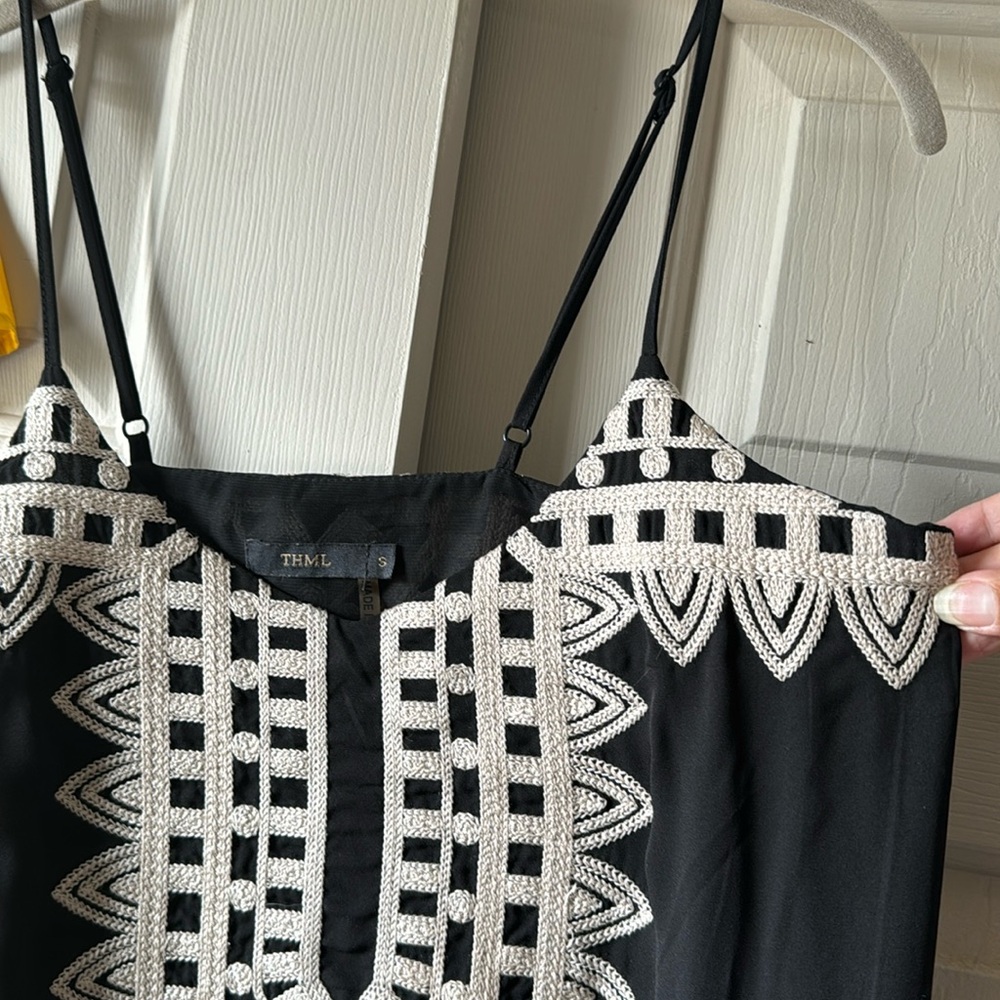 THML • embroidered lined maxi dress • S